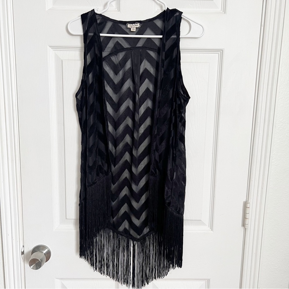 Eyeshadow | Boho Fringe Velvet Sheer Vest